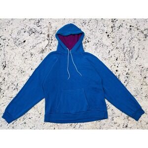 Vintage MacGregor Hoodie Mens Large Blue Purple Thermal Lined Sweatshirt 90s